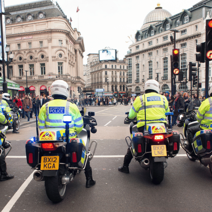 motorbike police on duty patrolling streets